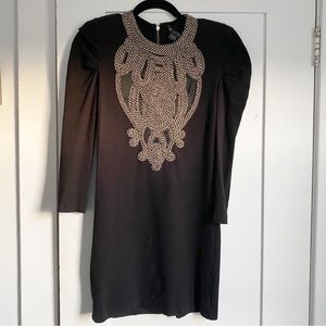 Armani Exchange Gold Embellished Black Dress M